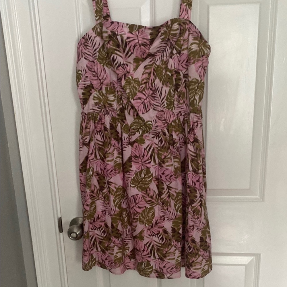 Wildfox Pink and Green Leaf Print Dress